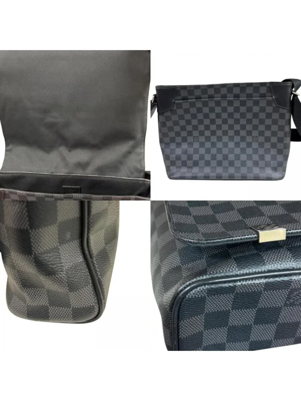 Louis Vuitton District MM NM Damier Graphite Shoulder Bag Canvas Black Vintage